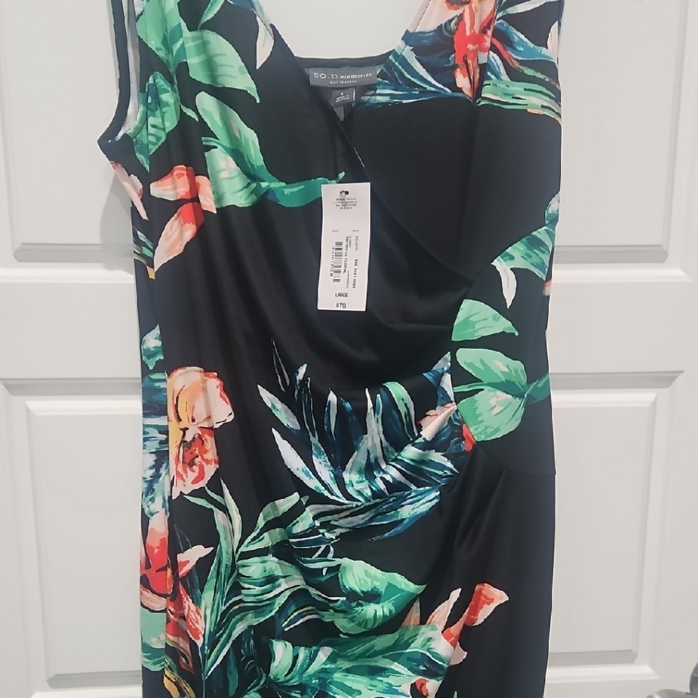 BOLD elements Black Dress with Vibrant Floral Design